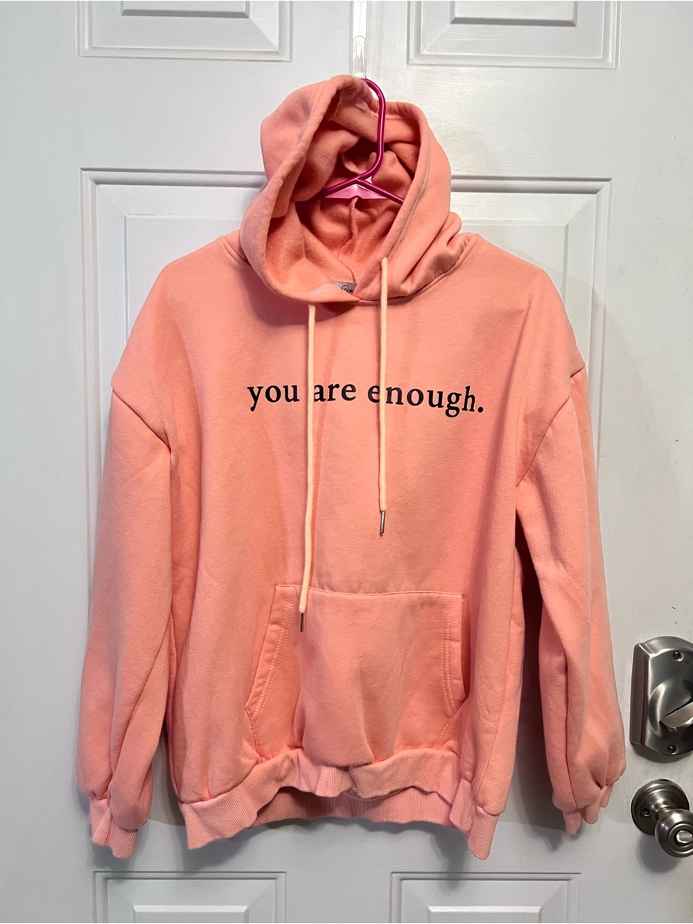 Renpies Hoodie Medium Peach You Are Enough Inspirational Graphic Sweatshirt